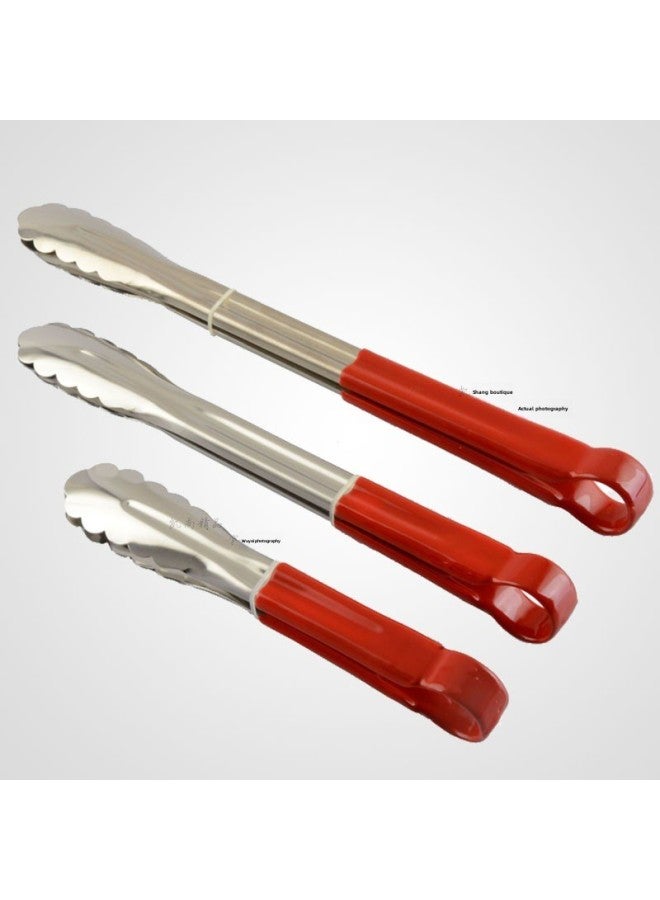 Thickened Stainless Steel Food Tongs Bread Tongs Barbecue Tongs Buffet Tongs Lotus Tongs Steak Tongs Barbecue Supplies-Color:Silver - Ordinary 8inch Ice Clip  - Image 5