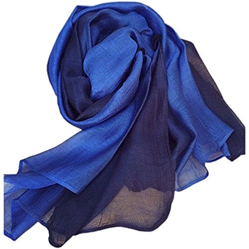 SNUG STAR Cotton Silk Scarf Elegant Soft Wraps Color Shade Scarves for Women (Royal blue) - Image 2