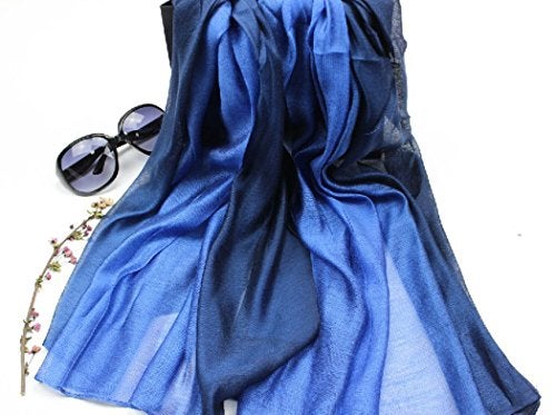 SNUG STAR Cotton Silk Scarf Elegant Soft Wraps Color Shade Scarves for Women (Royal blue) - Image 3