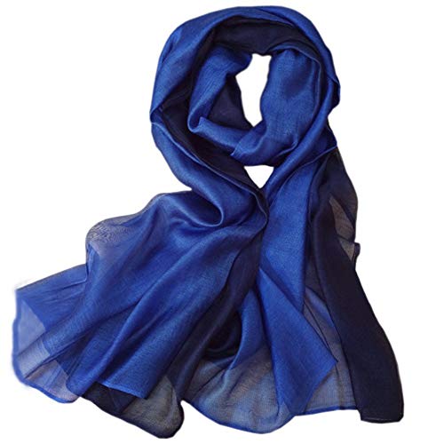 SNUG STAR Cotton Silk Scarf Elegant Soft Wraps Color Shade Scarves for Women (Royal blue) - Image 1