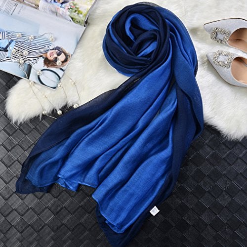 SNUG STAR Cotton Silk Scarf Elegant Soft Wraps Color Shade Scarves for Women (Royal blue) - Image 5