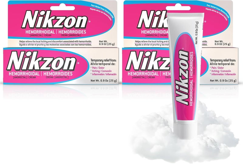 Nikzon Hemorrhoid Cream | Double Effect for Pain & Swelling, Numbs Irritated Anorectal Area, Soothing & Fast-Acting Formula, Dual-Action Hemorrhoid Treatment, 0.9 Oz, 2-Pack - Image 1