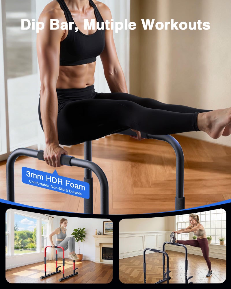 SolidFit 2-in-1 Dip Bar Station - Dip Bars & Push Up Bars Calisthenics Equipment with 420LB Bolt Washer Stable Design Dual Inner Connectors Portable Adjustable for Home Gym Strength Training Black - Image 4