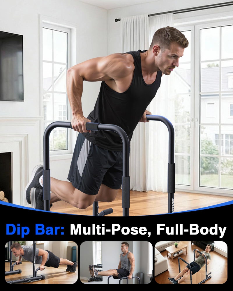 SolidFit 2-in-1 Dip Bar Station - Dip Bars & Push Up Bars Calisthenics Equipment with 420LB Bolt Washer Stable Design Dual Inner Connectors Portable Adjustable for Home Gym Strength Training Black - Image 2