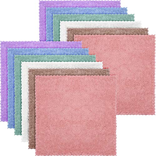 Syhood Syhood 12 Pcs Face Wash Cloth 10 x 10 Inch Makeup Remover Cloths Microfiber Facial Wash Towel Coral Velvet Reusable Soft Cleansing Towel Pink Green Brown Purple Blue Beige 