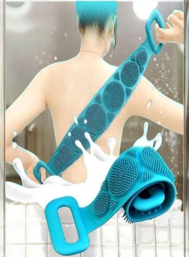ALWIN Silicone Back Scrubber with Long Handle, Pink Body Brush for Shower, Exfoliating Massage Tool with Textured Nodules, Ergonomic Design - Image 3