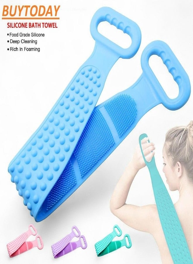 ALWIN Silicone Back Scrubber with Long Handle, Pink Body Brush for Shower, Exfoliating Massage Tool with Textured Nodules, Ergonomic Design - Image 4
