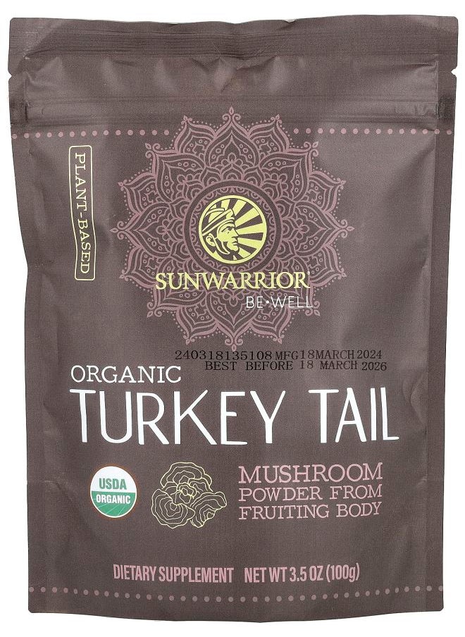 Sunwarrior Be Well Organic Turkey Tail Mushroom Powder 3.5 oz (100 g) 