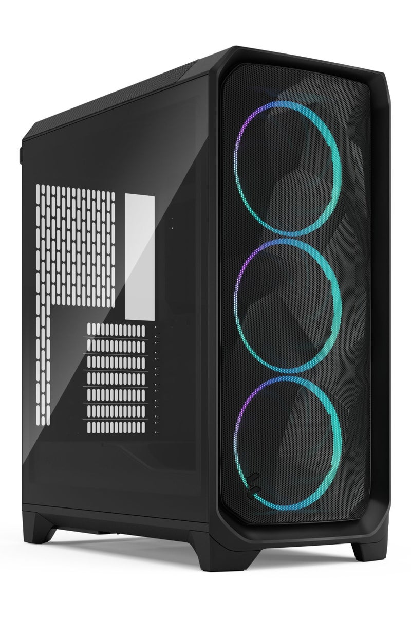 Fractal Design Meshify 3 Black RGB TG Light Tint Mid-Tower ATX Case, Tempered Glass Side Panel, 3x 140mm RGB Fans Included, 2x 3.5" & 4x 2.5" Drives, USB Type-C + 2x USB 2.0, High Airflow Mesh Front Panel, Black | FD-C-MES3A-06 - Image 1