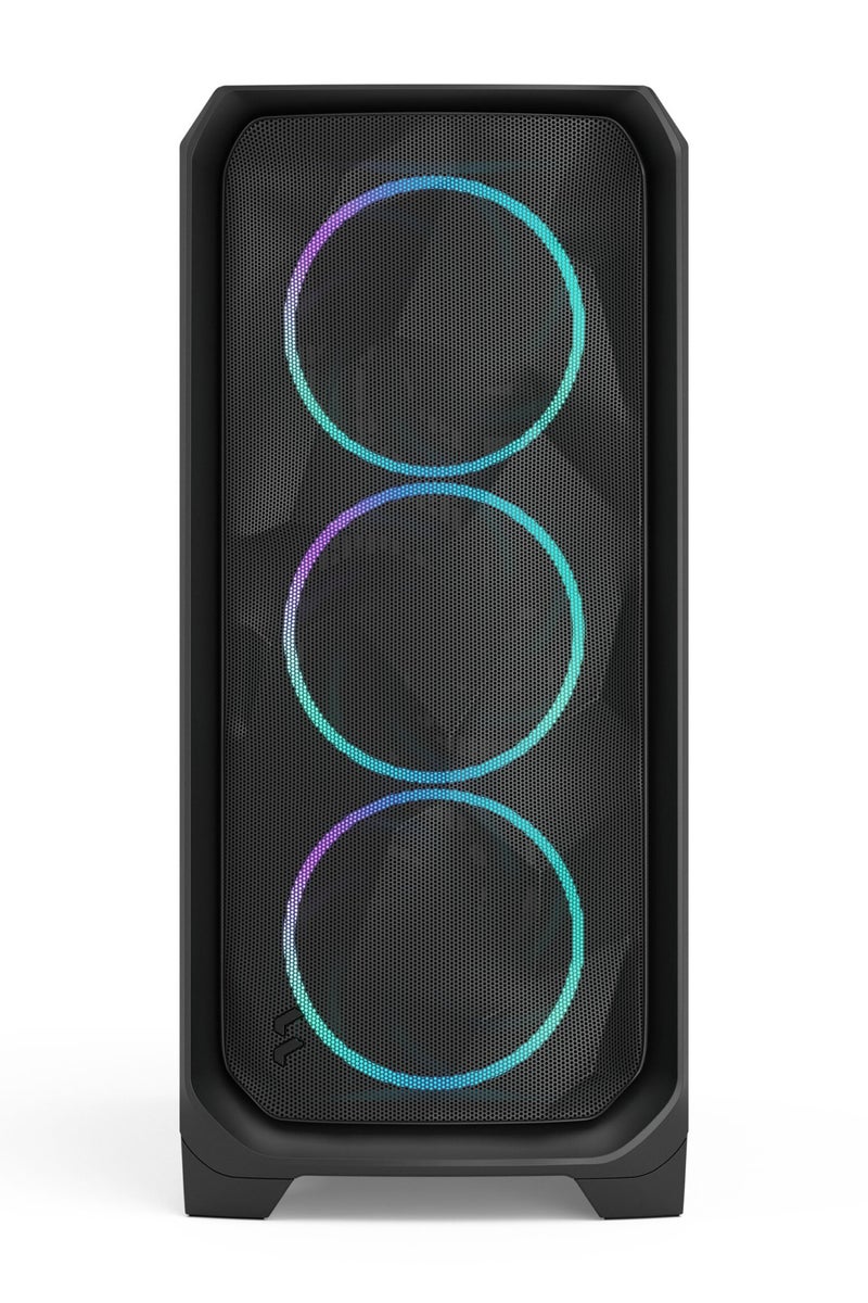 Fractal Design Meshify 3 Black RGB TG Light Tint Mid-Tower ATX Case, Tempered Glass Side Panel, 3x 140mm RGB Fans Included, 2x 3.5" & 4x 2.5" Drives, USB Type-C + 2x USB 2.0, High Airflow Mesh Front Panel, Black | FD-C-MES3A-06 - Image 2