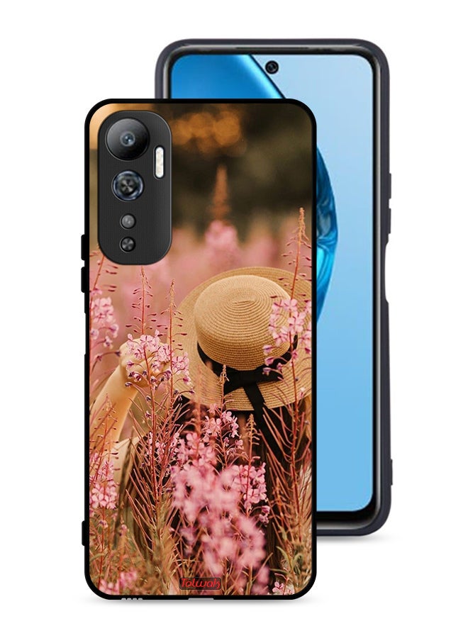 Tolwak Infinix Hot 20 4G Protective Case Cover Hat Girl In Flowers - Image 1