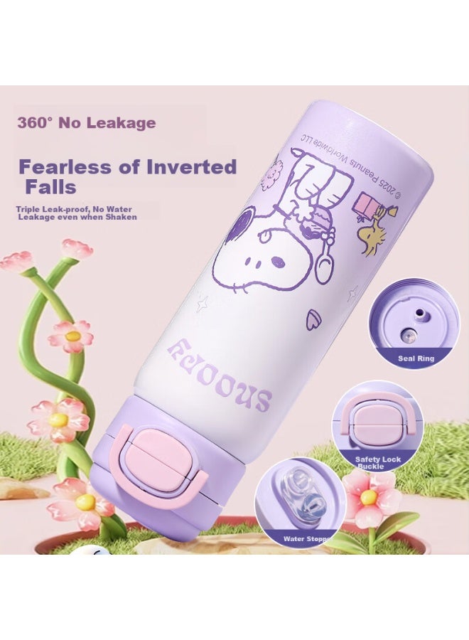 Snoopy 316L Stainless Steel Large Capacity Dual-Drinking Children'S Insulated Cup With Straw And Cup Sleeve For Boys And Girls, Elementary School Student Water Bottle - Image 5