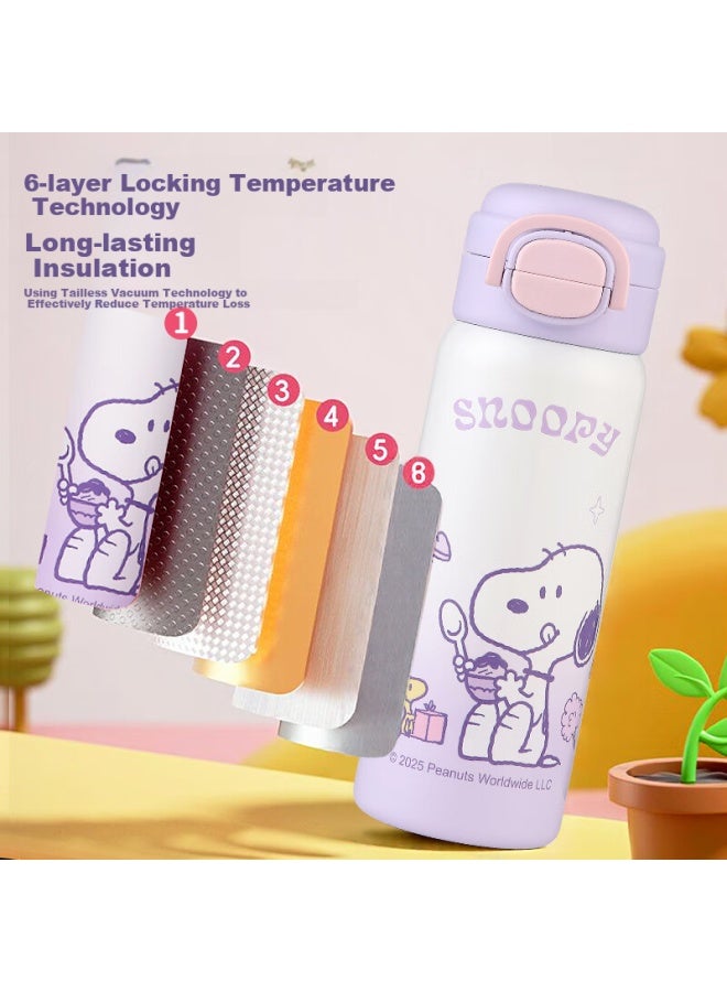Snoopy 316L Stainless Steel Large Capacity Dual-Drinking Children'S Insulated Cup With Straw And Cup Sleeve For Boys And Girls, Elementary School Student Water Bottle - Image 2