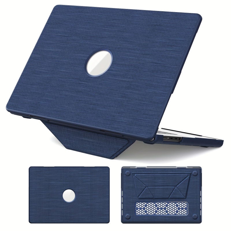 Grey MacBook Pro 16 2021 2023 Hard PC Case With Fabric Cover Stand Shockproof - Image 1