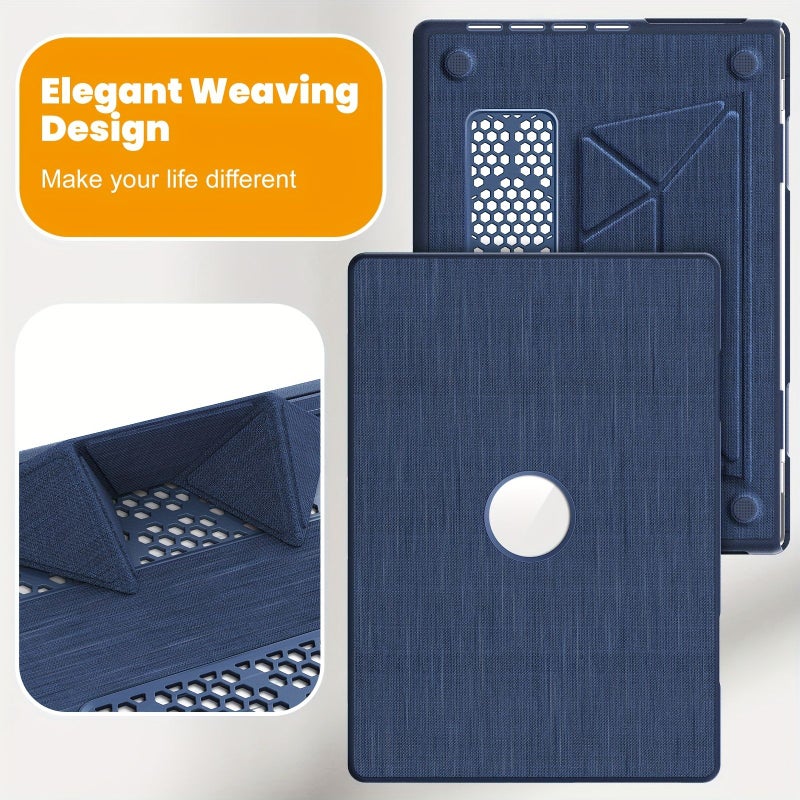 Grey MacBook Pro 16 2021 2023 Hard PC Case With Fabric Cover Stand Shockproof - Image 5