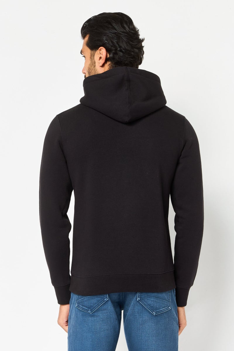 Celio Men Graphic Print Long Sleeve Hoodie, Black - Image 3