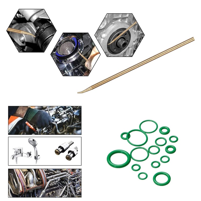 BUSY-CORNER 495 Pieces SAE Metric O Ring Kit with O-Ring Pick & Installation Tools Rubber Washer Orings for A/C Professional Plumbing Automotive(Green Green) - Image 5