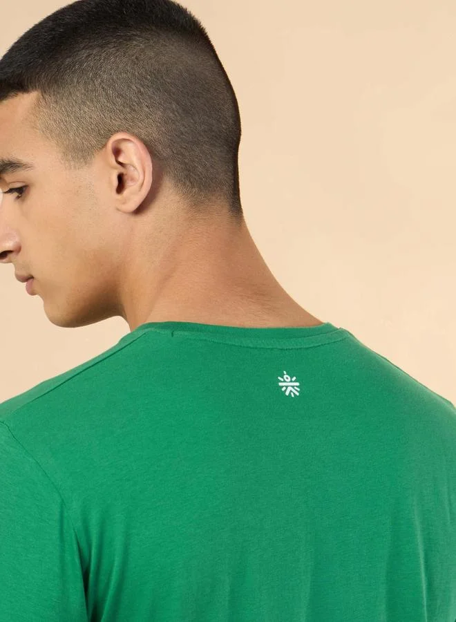 Cult Men Green Graphic Print Short Sleeve T-Shirt