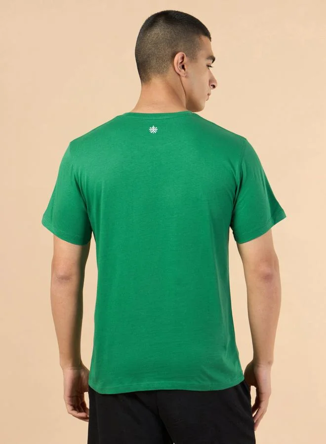 Cult Men Green Graphic Print Short Sleeve T-Shirt