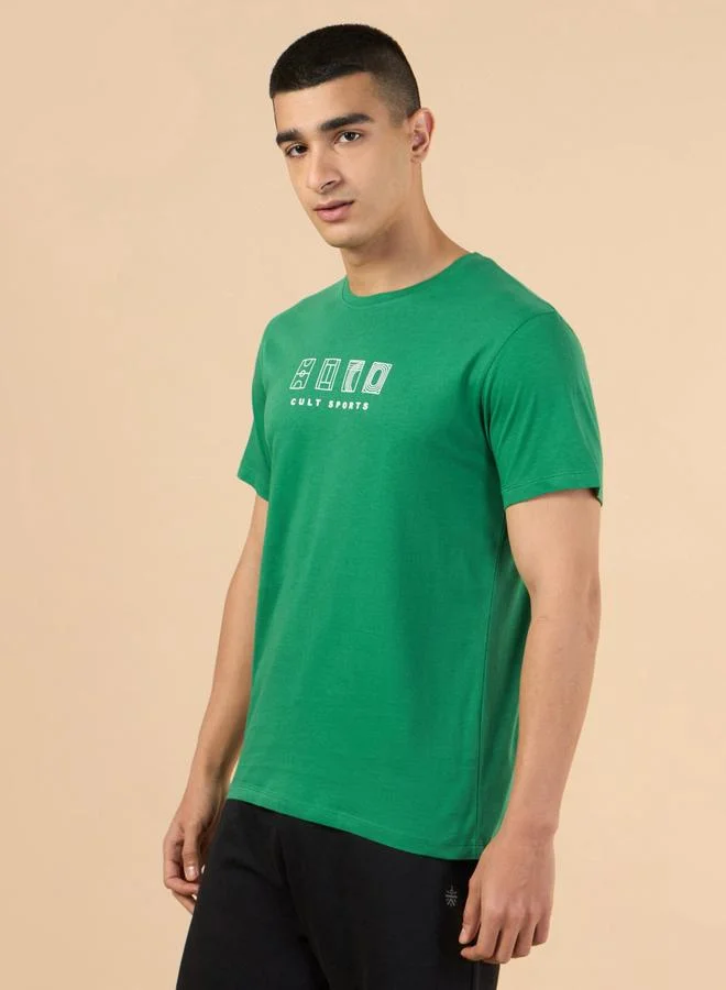 Cult Men Green Graphic Print Short Sleeve T-Shirt