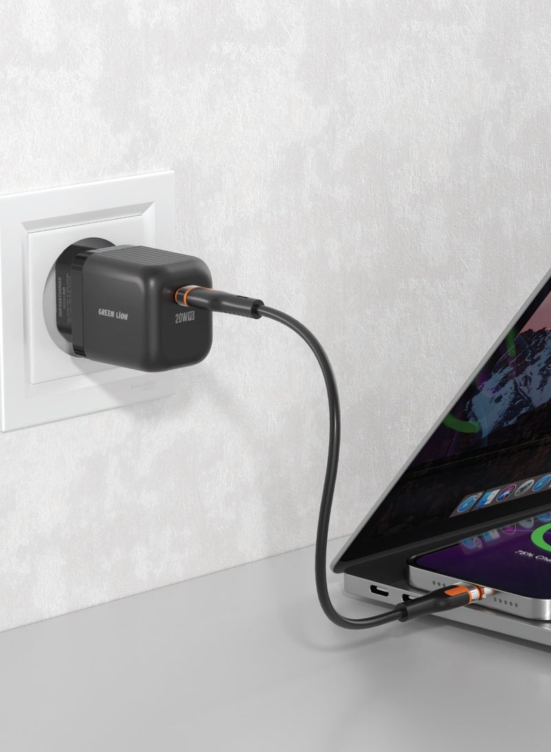 GREEN LION Ultra Compact GaN Wall Charger EU Pin USB-C PD 20W/Charging Protection / Travel Friendly / Secure Charger for Home & Office - Black - Image 2