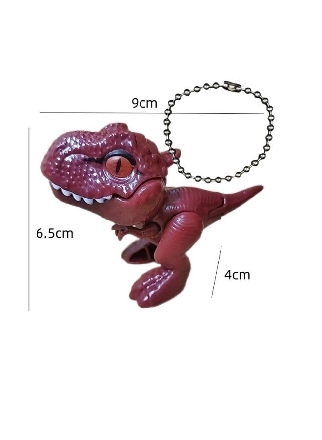 Finger-biting Dinosaur Toy Joint Movable Tyrannosaurus Rex Simulation Model Ornament Pendant Children Doll Birthday Gift-Color:Finger-biting Dinosaur Tyrannosaurus Rex Dark Brown + Bracelet  - Image 1