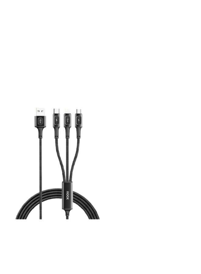 Rock "Rock 3-in-1 Charging Cable (1.2m) – Lightning/Micro USB/Type-C | Durable Braided Cable for All Devices"