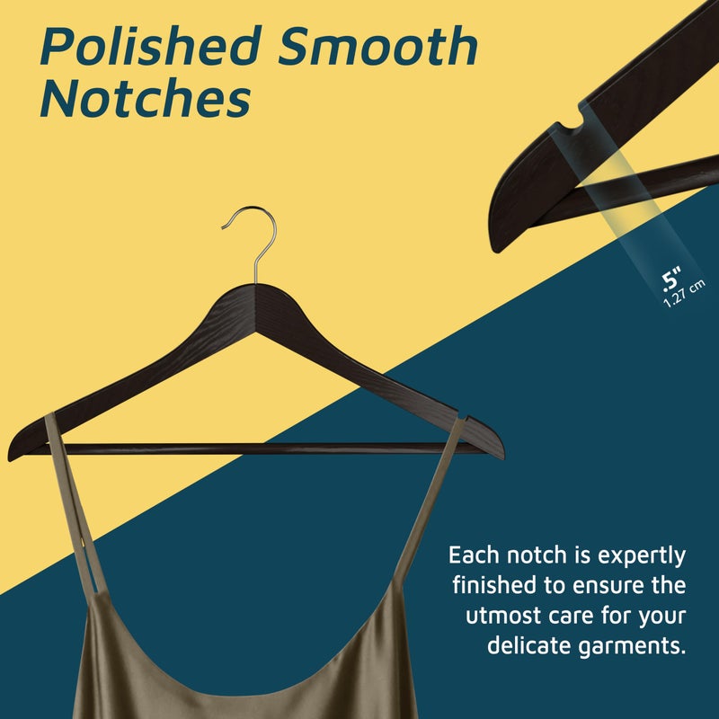 Lifemaster Wooden Clothes Hangers â€“ with 360 Degree Swivel Hook and Non-Slip Shoulder Notch, Holds Up to 10 lbs, Pants Bar Design, for Organizing Suit, Dress, Coat, and Clothes, Pack of 10, Brown - Image 4