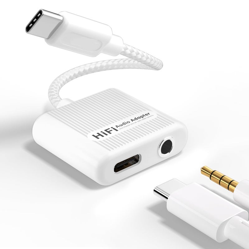 USB C to 3.5mm Audio Adapter  Charger 2 in 1 USB C to Aux Headphone Dongle with 60W PD Fast Charging Compatible with iPhone 16/16 Pro/15/15 Pro Max Galaxy S24/S23/S22/S23FE Pixel 8/7 iPad - Image 1