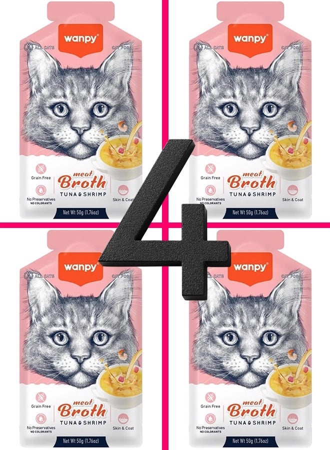 Wanpy grain-free cat food broth- 4 pouch, each pouch size 50g - Image 1