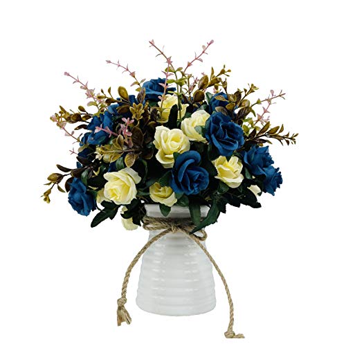 NAWEIDA Artificial Flowers with Vase Faux Flower Arrangements for Table Decor Table Centerpieces for Dining Room-Navy Blue - Image 4