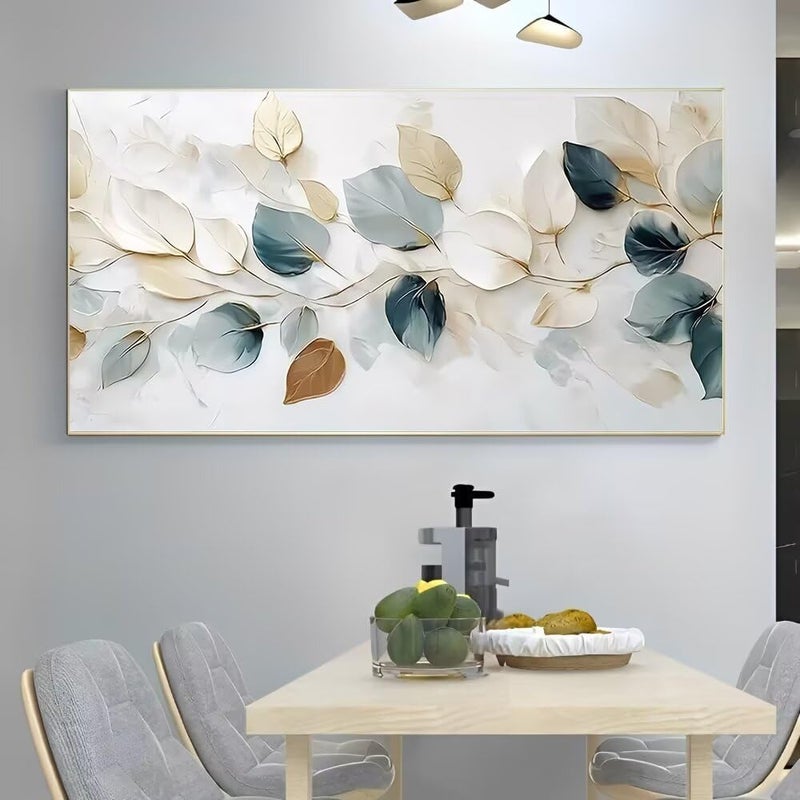 ALAYRA INTERNATIONAL ALAYRA Premium Canvas Digital Print wrapframed Wall Art 60x120 cm – Leaves Branching Elegant Design Vintage Rustic Nature Painting, Large Home Decor for Living Room, Bedroom, Office, Hallway - Image 3