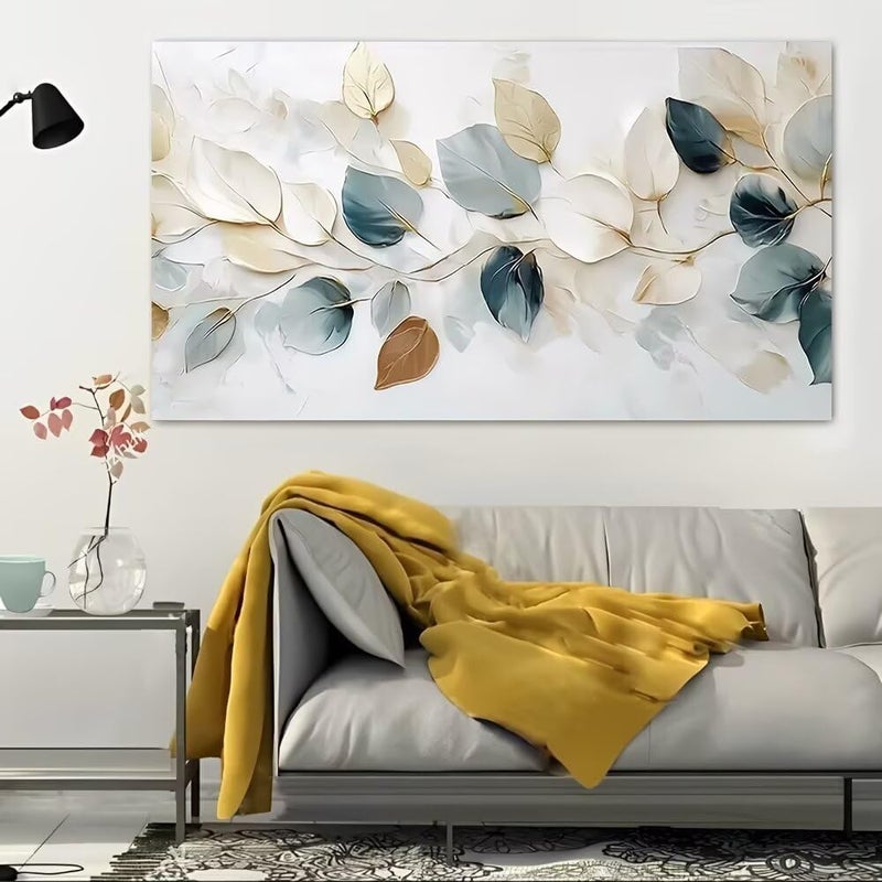 ALAYRA INTERNATIONAL ALAYRA Premium Canvas Digital Print wrapframed Wall Art 60x120 cm – Leaves Branching Elegant Design Vintage Rustic Nature Painting, Large Home Decor for Living Room, Bedroom, Office, Hallway - Image 2