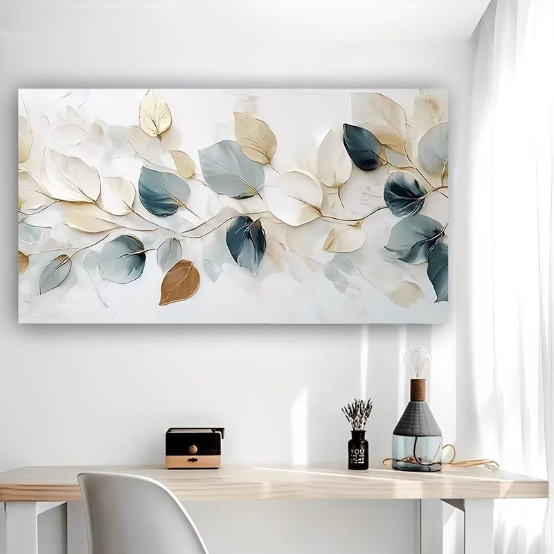 ALAYRA INTERNATIONAL ALAYRA Premium Canvas Digital Print wrapframed Wall Art 60x120 cm – Leaves Branching Elegant Design Vintage Rustic Nature Painting, Large Home Decor for Living Room, Bedroom, Office, Hallway - Image 5