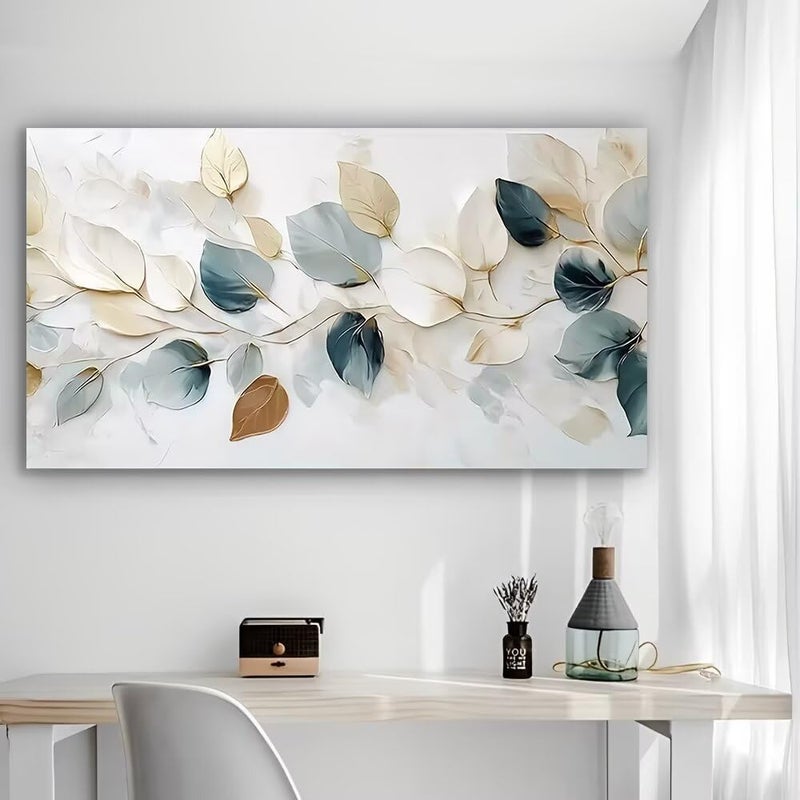 ALAYRA INTERNATIONAL ALAYRA Premium Canvas Digital Print wrapframed Wall Art 60x120 cm – Leaves Branching Elegant Design Vintage Rustic Nature Painting, Large Home Decor for Living Room, Bedroom, Office, Hallway - Image 1