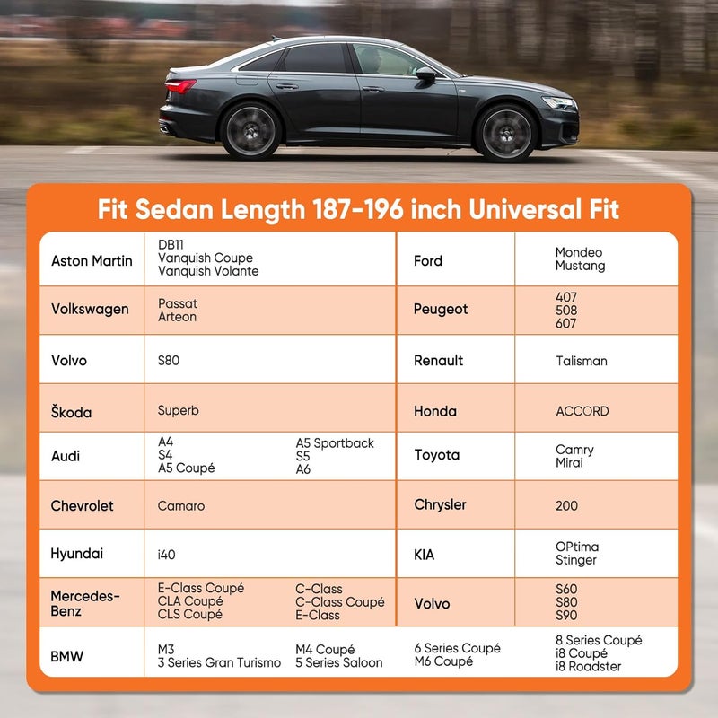 NEVERLAND Sedan Car Cover Waterproof Heavy Duty All Weather Protection Snow Anti-UV Windproof Outdoor Full Car Cover Fit for Automobiles BMW/Mercedes-Benz/Honda (185-196 inch) - Image 2