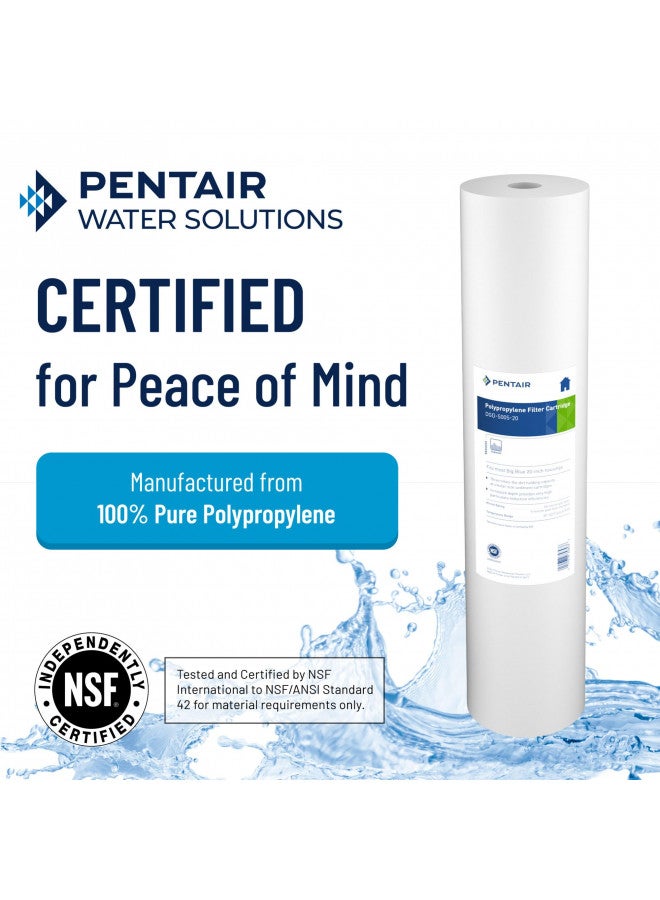 Pentek Pentair Pentek DGD-2501-20 Big Blue Water Filter, 20-Inch Whole House Sediment Filter Cartridge Replacement, Dual-Gradient Density Spun Polypropylene, 20" x 4.5", 1 Micron, Pack of 1, White - Image 3