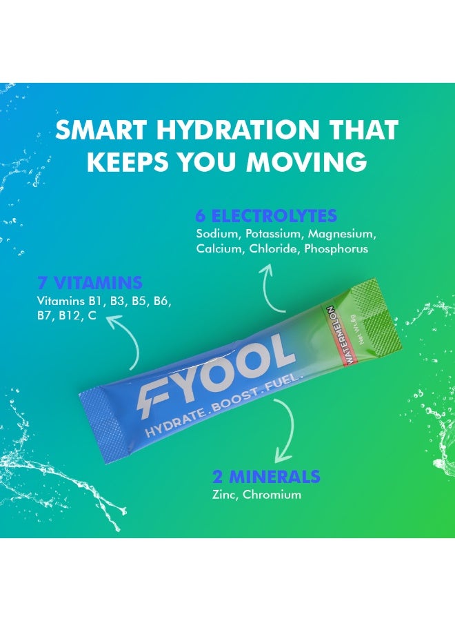 فيوول فيول مسحوق ترطيب إلكتروليت | إلكتروليتات + فيتامينات ومعادن | بدون سكر أو سعرات | يعزّز الطاقة | خالٍ من الغلوتين | ضروري للسفر | نكهة البطيخ | عبوة من قطعتين - Image 5