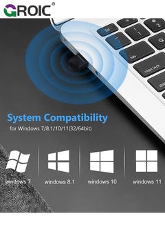 GROIC Black USB Bluetooth Adapter 5.1 for Desktop PC, Plug & Play Mini Bluetooth EDR Dongle Receiver & Transmitter for Laptop Computer Bluetooth Headphones Keyboard Mouse Speakers Printer Windows 11/10/8.1  - Image 3