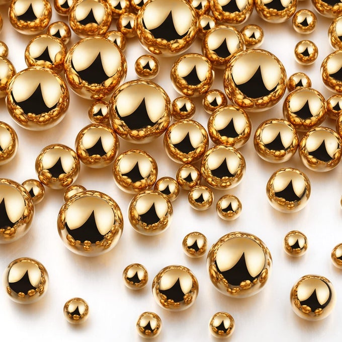 150 PIECES VASE FILLER FAUX PEARLS VASE MAKEUP BEADS NO HOLE GLOSS BEAD MIXED SIZES ROUND PEARL FOR HOME PARTY WEDDING DECOR 81420 MMGOLD