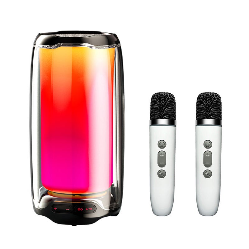 Portable BT Karaoke Speaker with Dynamic Bass 6-Mode LED Lights Color Changing Support Voice Control TWS Surround Stereo Sound   Playing Included Microphone for Outdoor Entertainment Party Camping - Image 1
