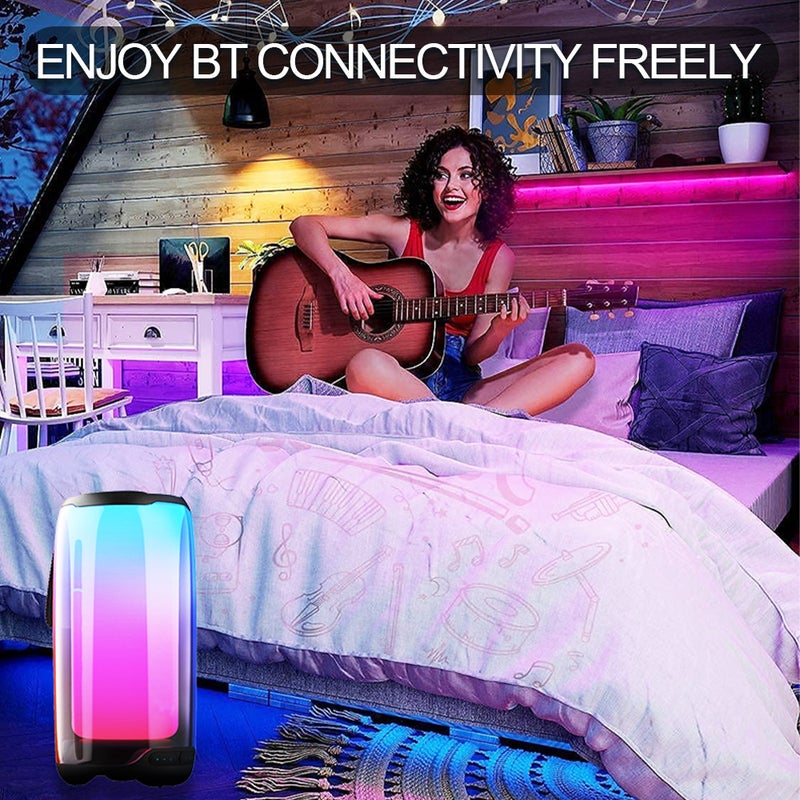 Portable BT Karaoke Speaker with Dynamic Bass 6-Mode LED Lights Color Changing Support Voice Control TWS Surround Stereo Sound   Playing Included Microphone for Outdoor Entertainment Party Camping - Image 5