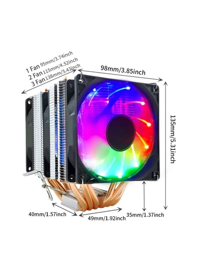 2 Fan RGB CPU Cooler For Intel LGA 2011 1366 1700 AMD 1156 With Heat Pipes High Performance Cooling - Image 3