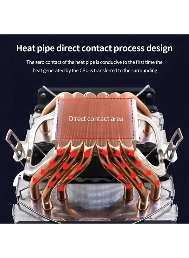 2 Fan RGB CPU Cooler For Intel LGA 2011 1366 1700 AMD 1156 With Heat Pipes High Performance Cooling - Image 5