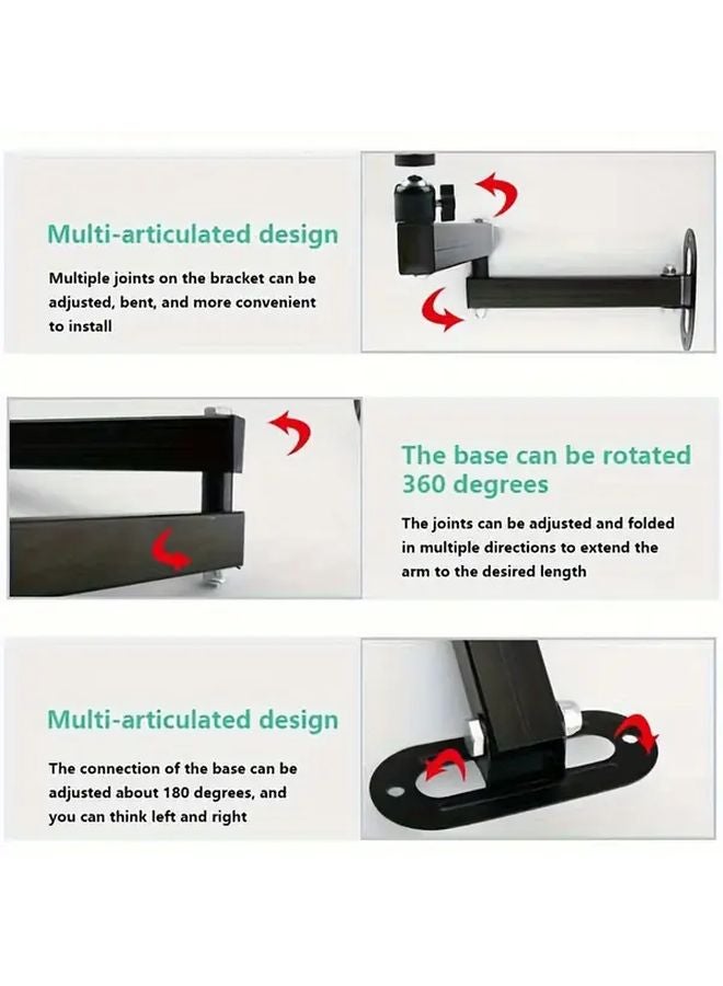 Wall Mounted Projector Bracket 360 Rotation 90 Tilt 4kg Capacity Black Arms 13 78inch - Image 4