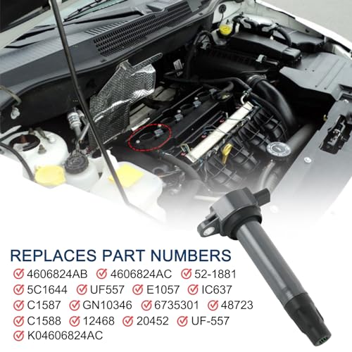DICMIC Set of 4 Ignition Coil Pack Compatible with Chrysler 200 Cirrus Sebring Dodge Avenger Caliber Journey Jeep Compass Patriot L4 2.4L Replace# UF557, 4606824AB, 4606824AC, 5C1644, E1057, 52-1881 - Image 3