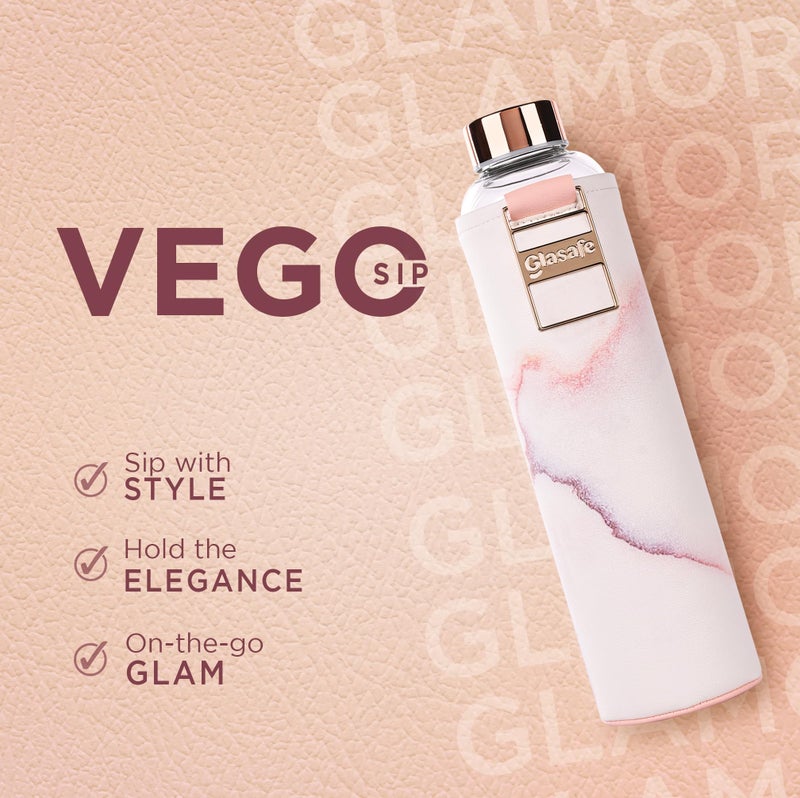 GLASAFE Glass Water Bottle w/t Protective Vegan Leather Cover | Glass Water Bottle For Girls | Wide Mouth | Spill-Proof Cap | Refrigerator Safe | 750ml (Coral Peach) - Image 4