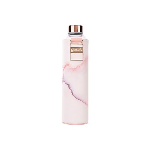 GLASAFE Glass Water Bottle w/t Protective Vegan Leather Cover | Glass Water Bottle For Girls | Wide Mouth | Spill-Proof Cap | Refrigerator Safe | 750ml (Coral Peach) - Image 1