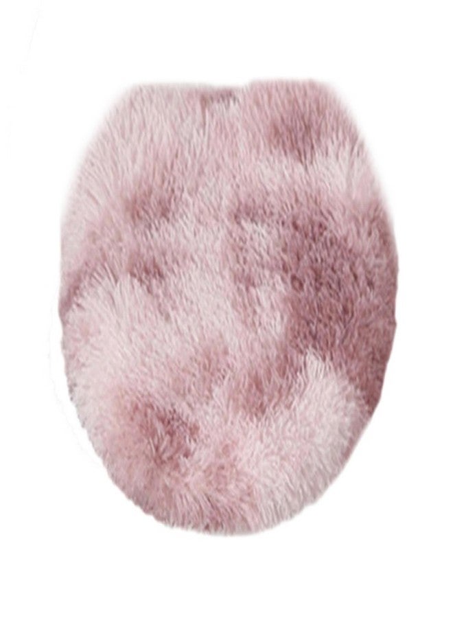 Insun Soft Fluffy Toilet Seat Cover, Washable Absorbent Lid Cover, Adjustable Non Slip Backing for Most Bathroom Toilet Lids Tie-Dyed Mauve Pink 17.7" x 19.7" - Image 2