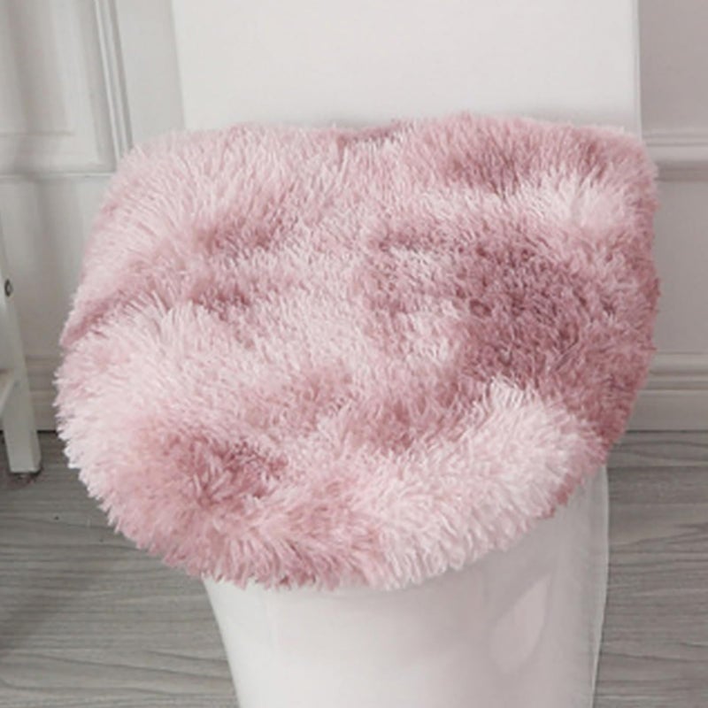 Insun Soft Fluffy Toilet Seat Cover, Washable Absorbent Lid Cover, Adjustable Non Slip Backing for Most Bathroom Toilet Lids Tie-Dyed Mauve Pink 17.7" x 19.7" - Image 1